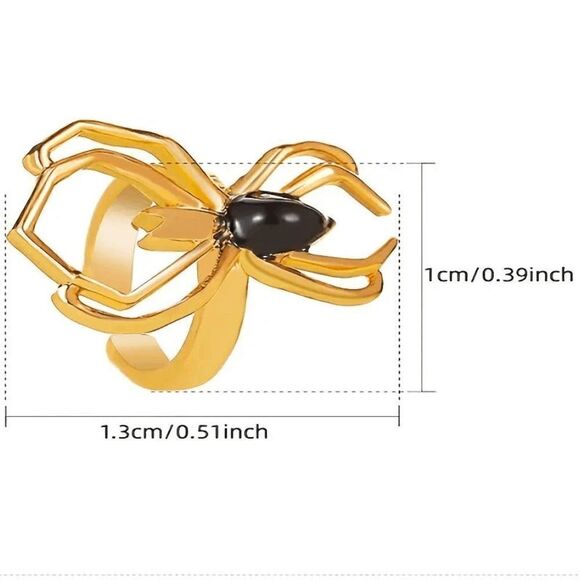 Gothic Halloween Spider Diamond White Gold Plated Ear Cuff - Picture 4 of 4